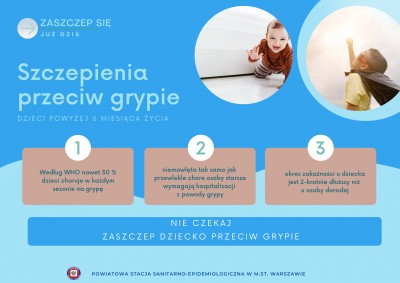 Szczepienia p/grypie dla dzieci powyżej 6. m.ż.